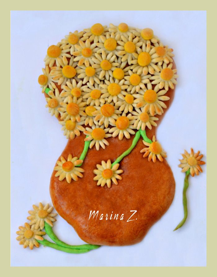 Пирог "Букет ромашек" из нестареющего теста на сыворотке