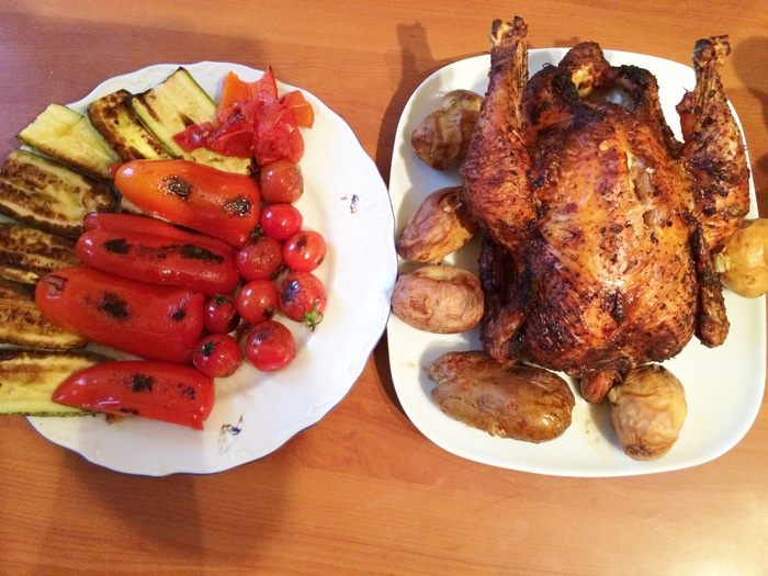 Фазан и овощи в тандыре