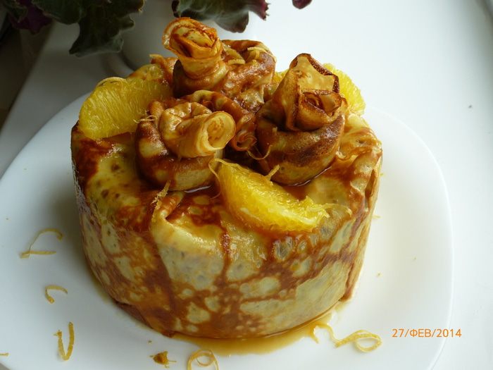 Блинчатый пирог с апельсинами