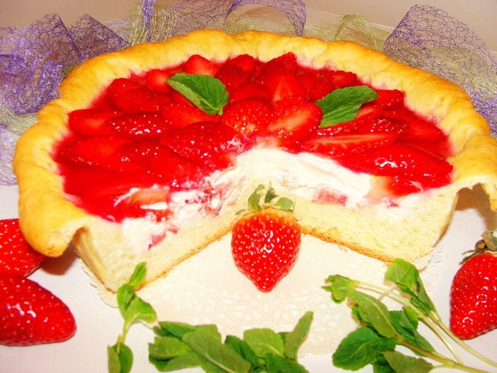 Творожное суфле с клубникой на завтрак " С любимыми не расставайтесь"