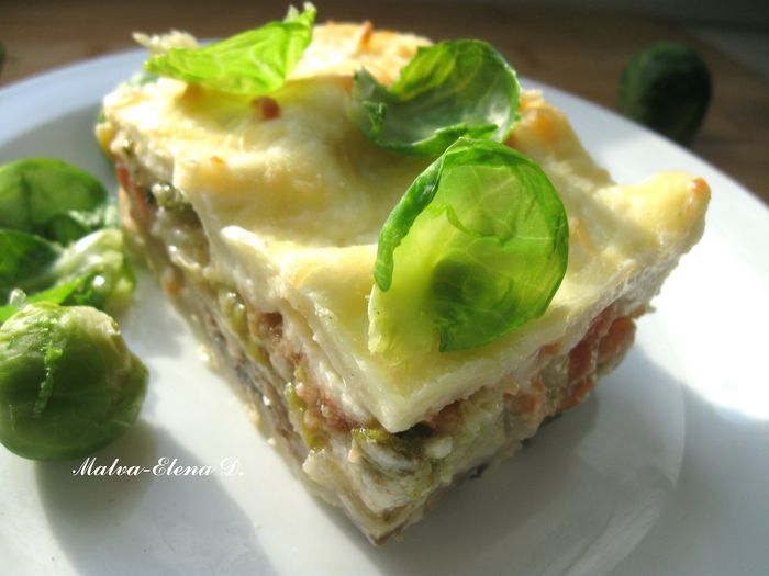 Лазанья с брокколи, брюссельской капустой и грибами "Для Гарфилда"
