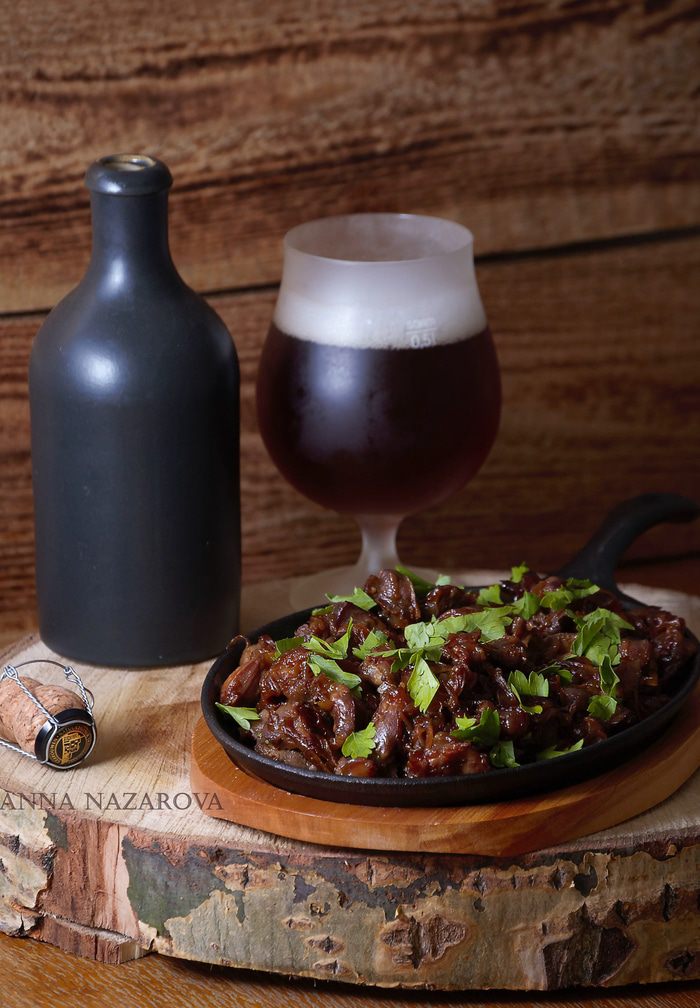 Карамелизованные куриные желудки