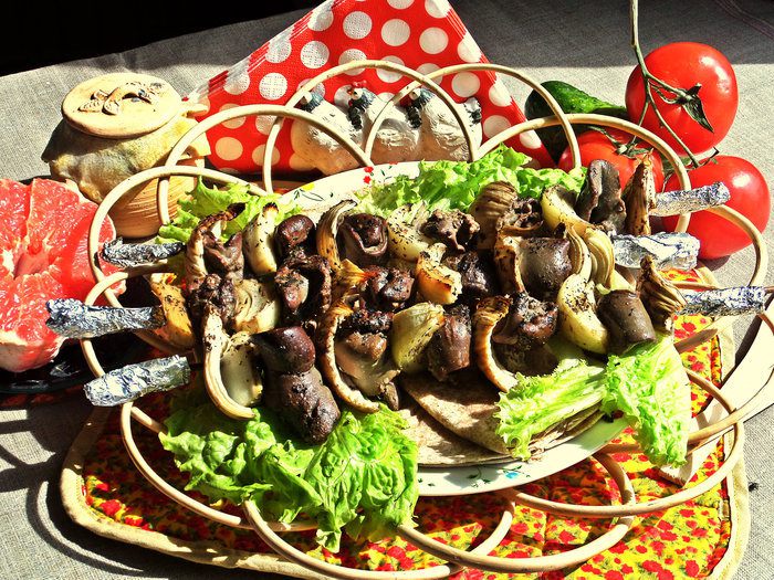 Шашлык из печенки с луком и фенхелем