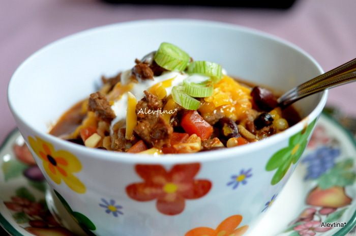 Чили с перловой крупой быстрого приготовления