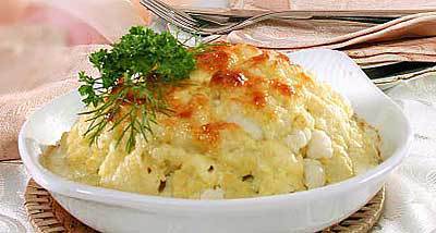 Цветная капуста, запеченная под сливочным соусом