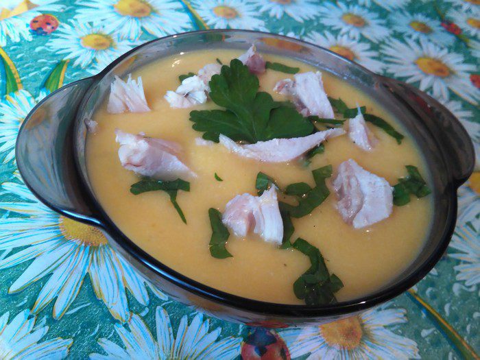 Суп-пюре с тыквой и курицей 