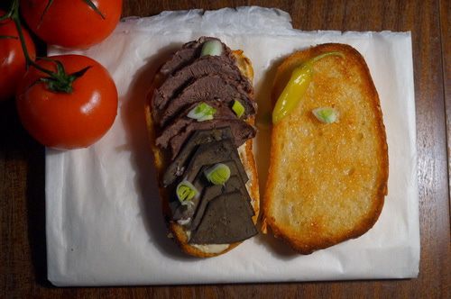 Горячий бутерброд с ливером