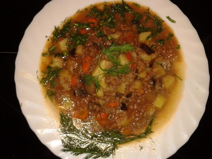 рагу из баклажанов с фаршем 