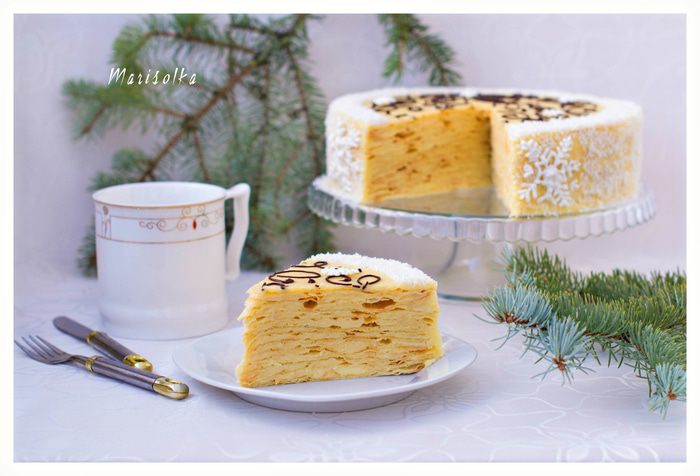 Слоеный торт с заварным кремом