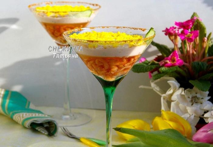 Закуска с креветками в вине и муссом из форели «Вдохновение весной»