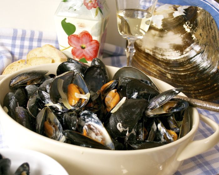 Мидии по-адмиральски (Moules au roquefort)