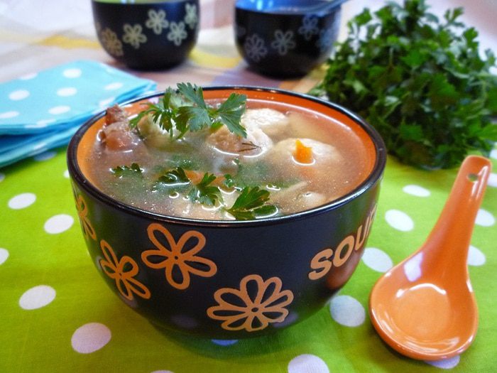 Куриный суп с сырными шариками