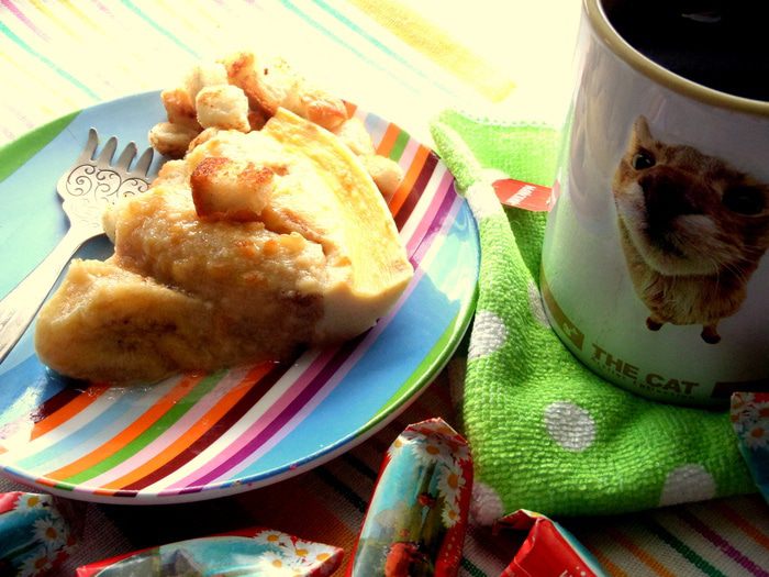 Сладкий омлет с бананами