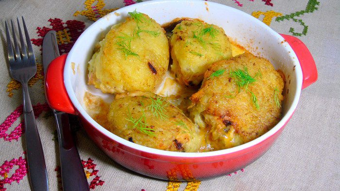 Фаршированные грудки в картофельной шубе