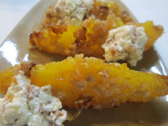 Запеченные дольки апельсинов с творожным кремом