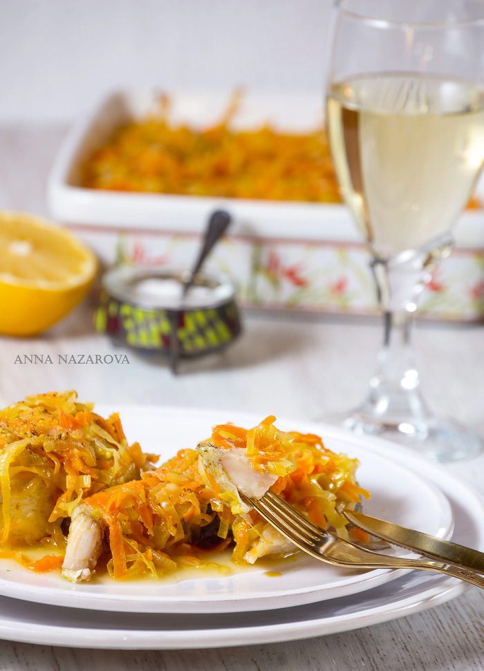 Запеченная треска под горчичным соусом