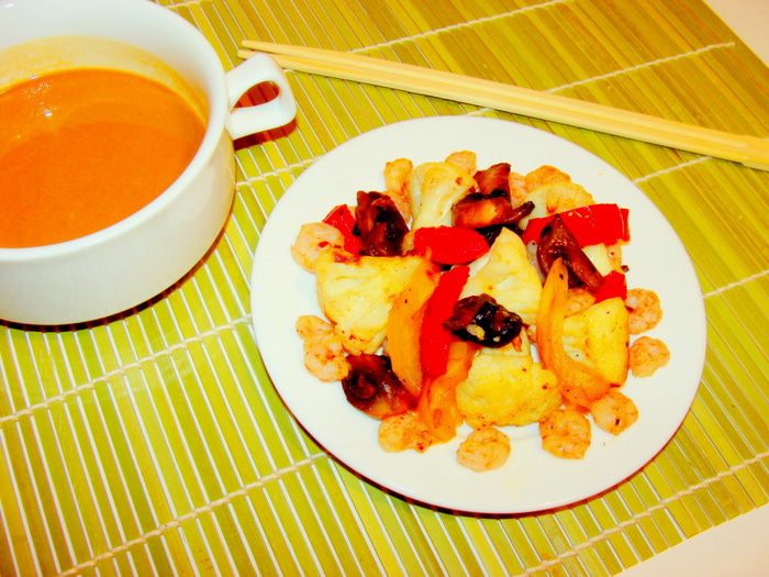 Креветки с овощами по-шанхайски