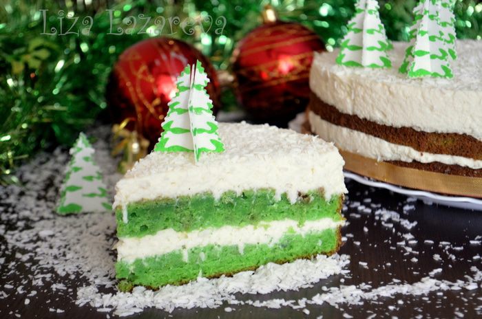Торт с кокосовым муссом "В лесу родилась ёлочка"
