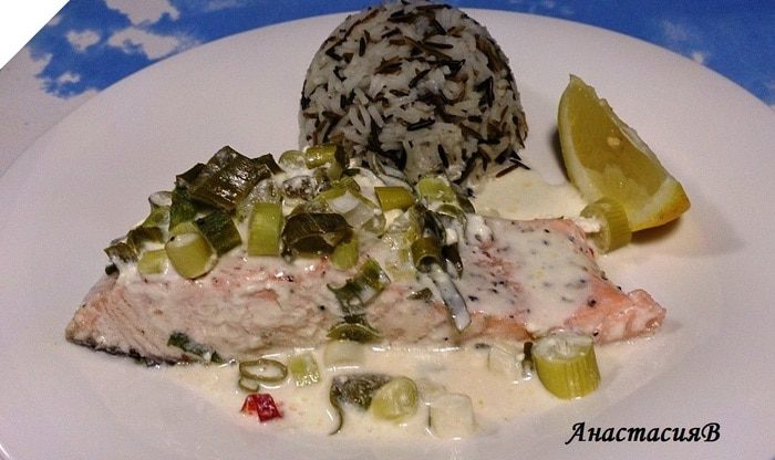 Семга в соусе из просекко и сливок