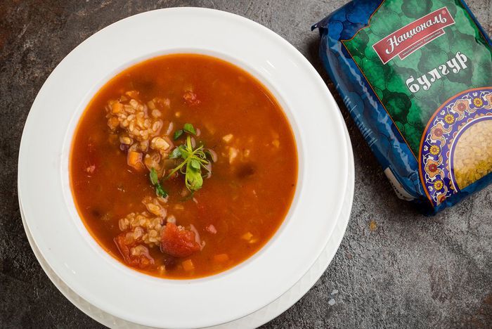 Суп с булгуром и фасолью