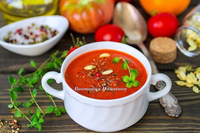 Суп-пюре  из запеченных перцев с апельсиновым соком