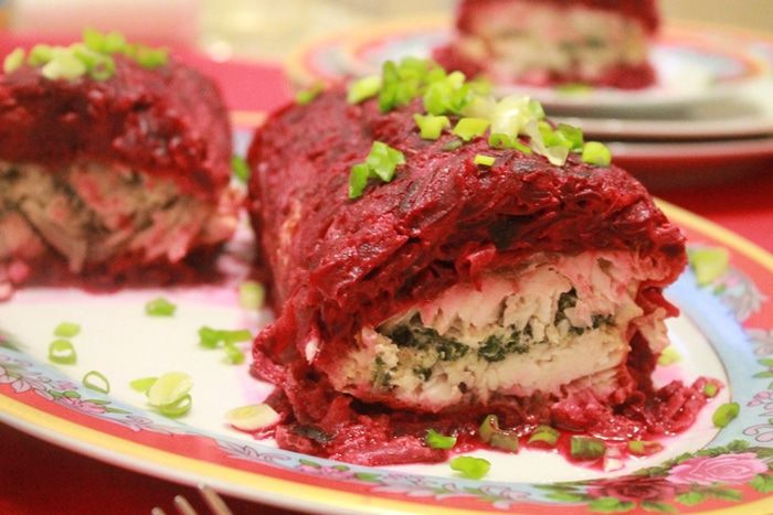 Филе рыбное в свекольном "полене"