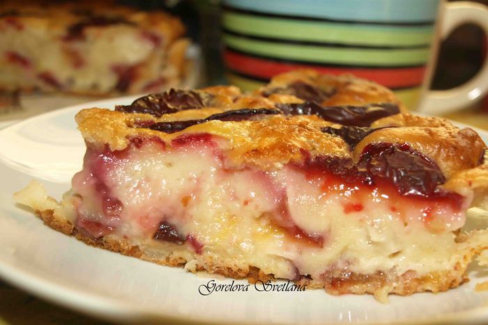  Сливовый пирог с яблоками